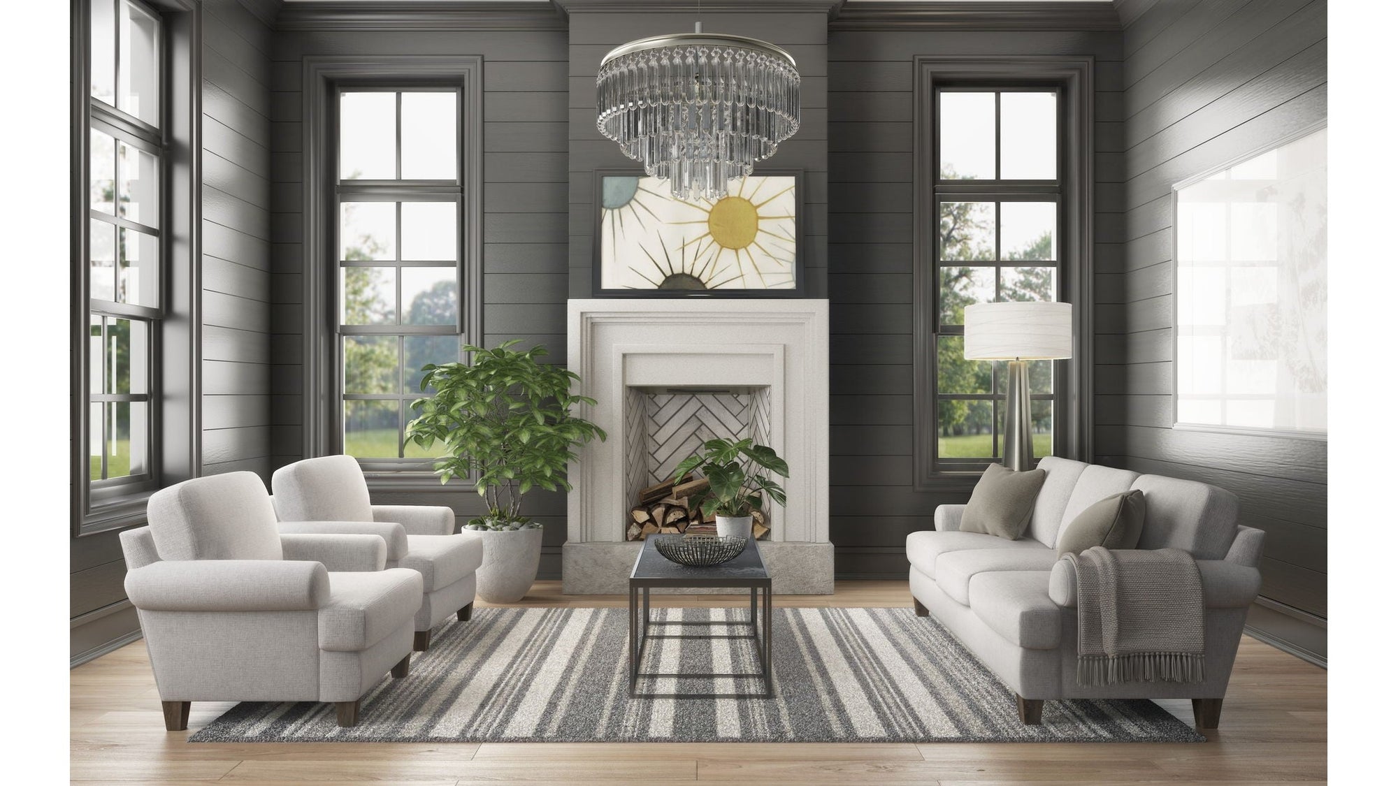 Moxy - Fabric Sofa, T-Shaped Seat Cushion, Curved Sock Arms