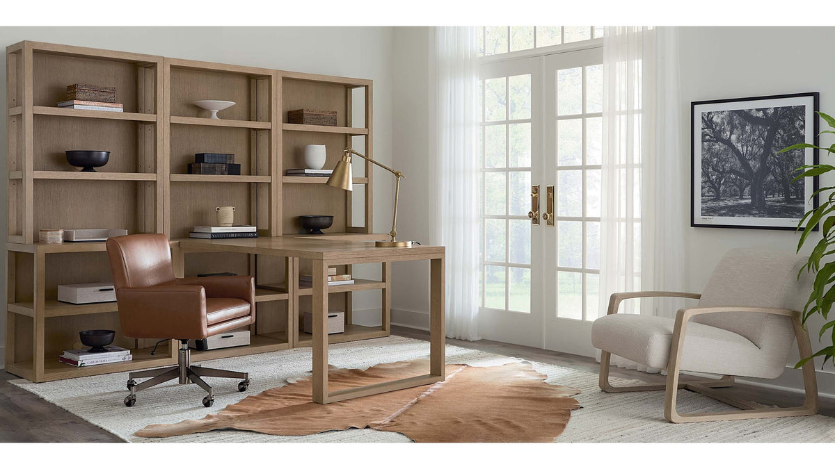 Richmond Modular Office Desk and 3 Wide Bookshelf Set