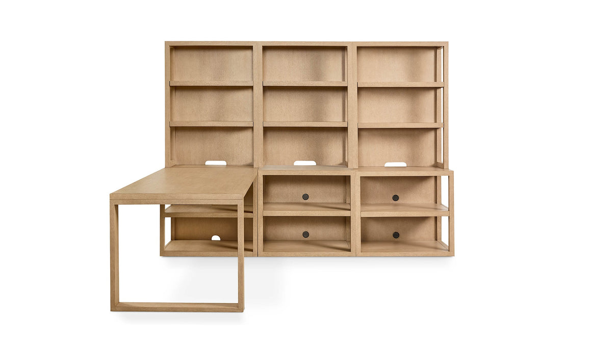 Richmond Modular Office Desk and 3 Wide Bookshelf Set