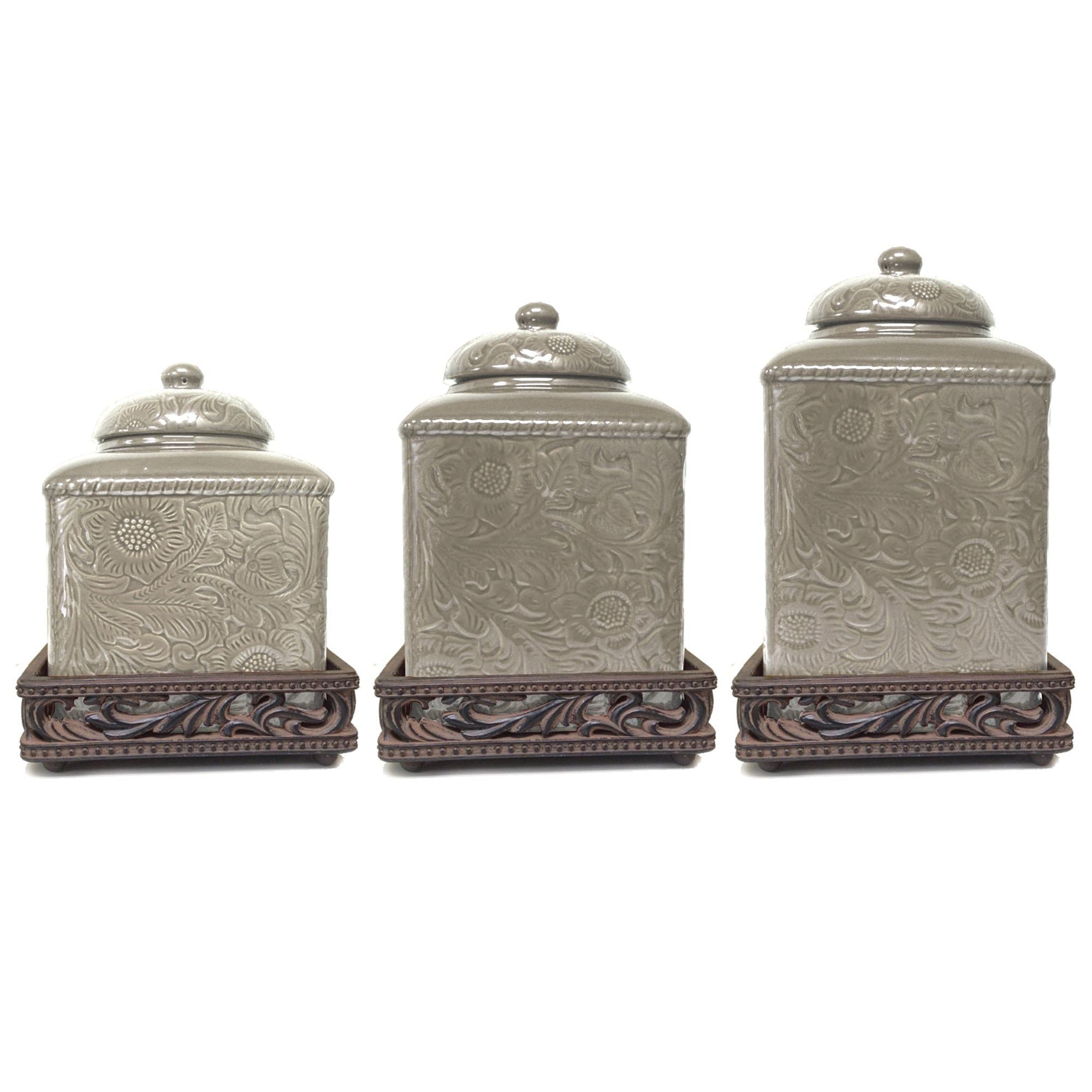 Savannah - Canister &amp; Base Set (Set of 6) - Taupe
