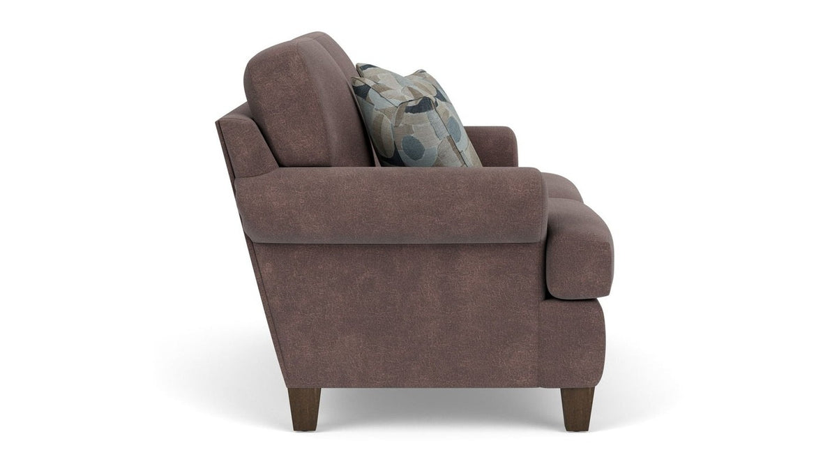 Moxy - Fabric Loveseat, T-Shaped Seat Cushion, Curved Sock Arms