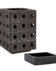 Lattice - Indoor-Outdoor Lantern Candleholder - Brown / Gray