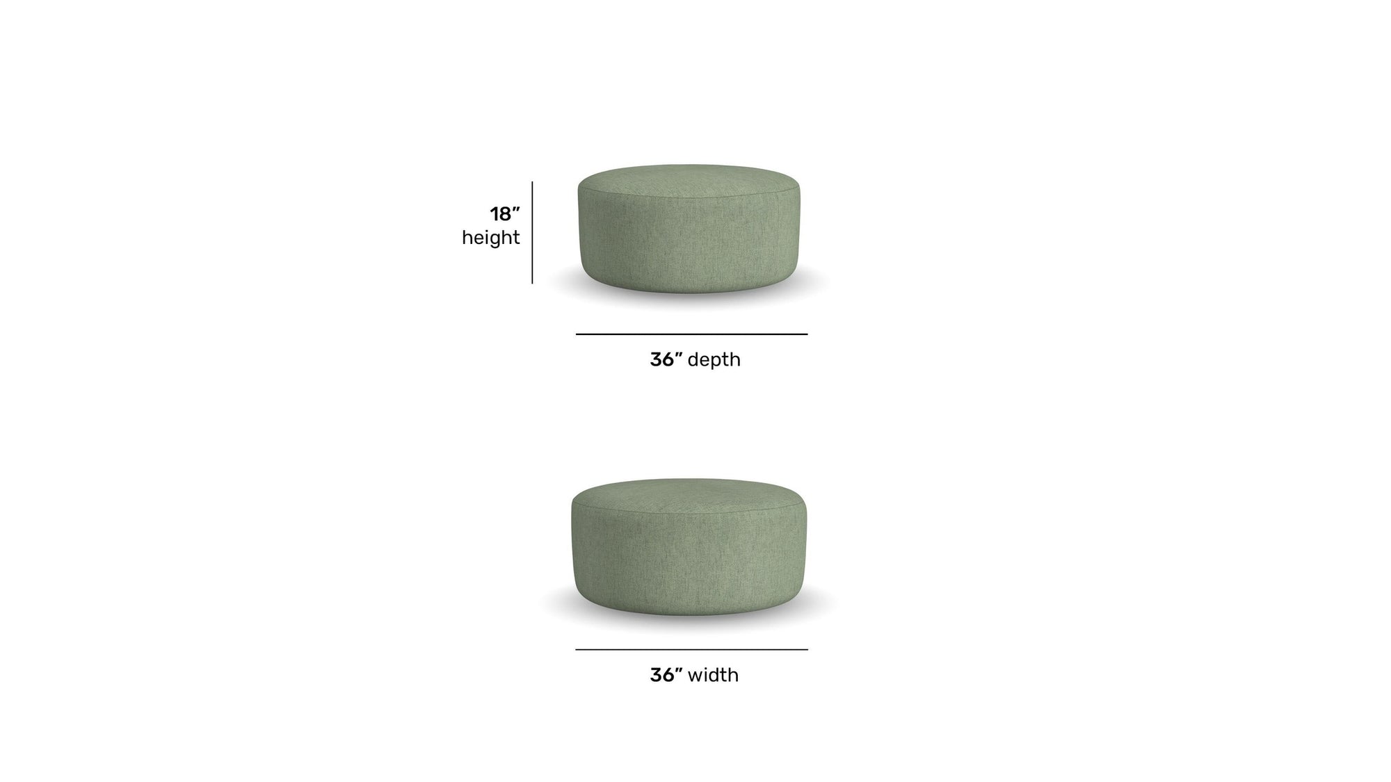 Pouf - Fabric Cocktail Ottoman - Olive