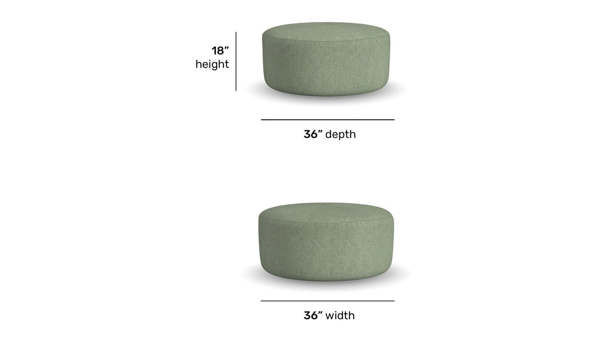 Pouf - Fabric Cocktail Ottoman - Olive