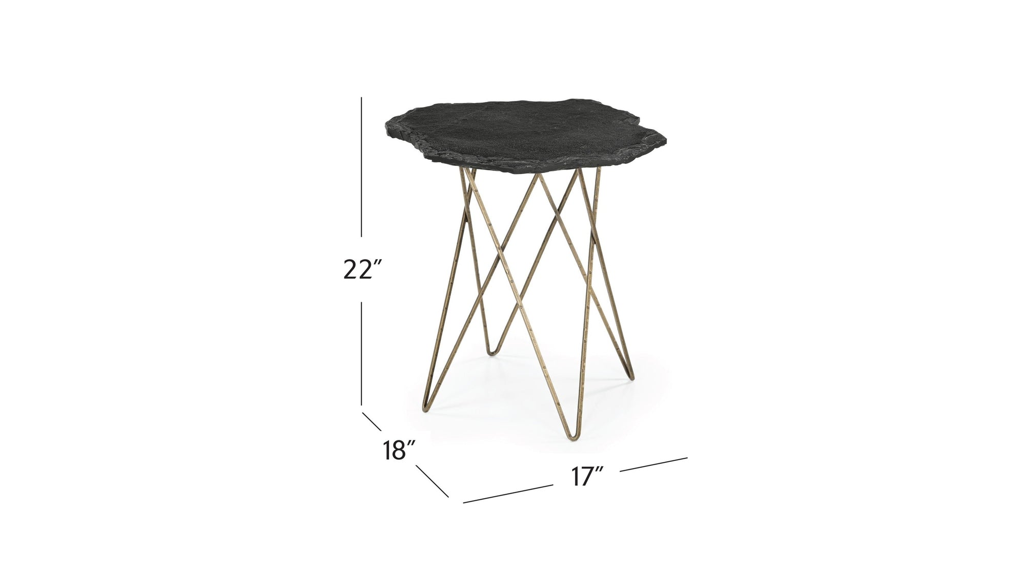 Cleo - Accent Table - Antique Brass / Black Slate