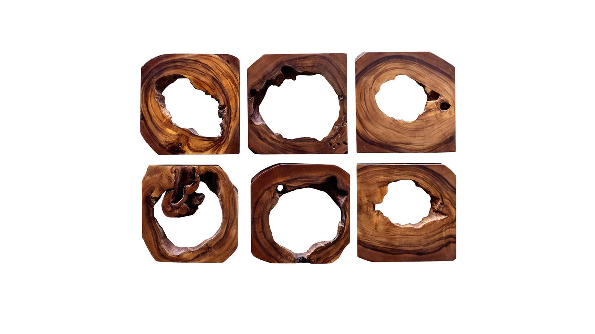 Adlai - Wood Wall Art Set of 6 - Dark Brown