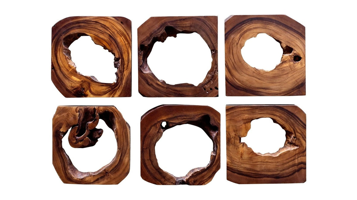 Adlai - Wood Wall Art Set of 6 - Dark Brown