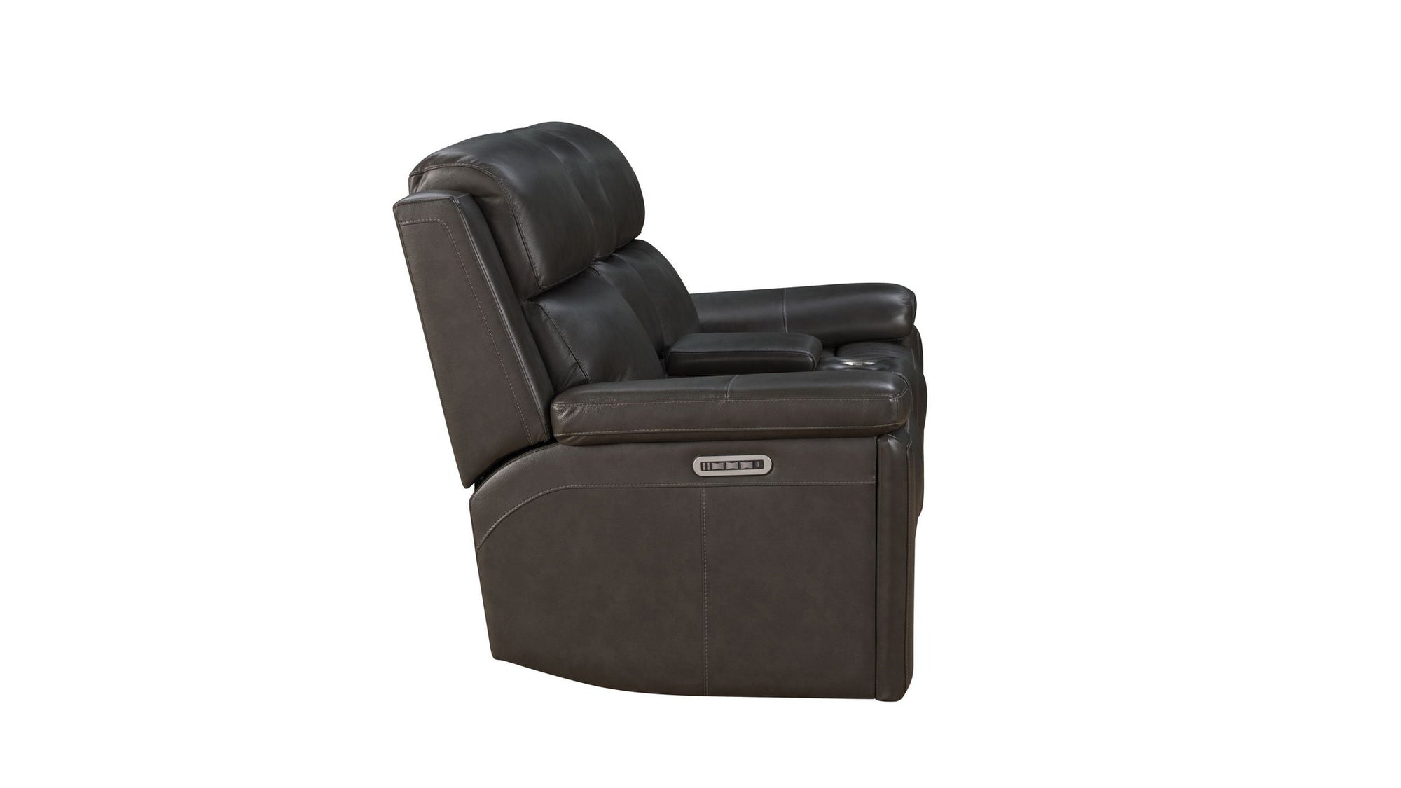 Leon - Power Console Loveseat Recliner With Power Headrest, Power Lumbar, Heat And Massage - Smokey Gray