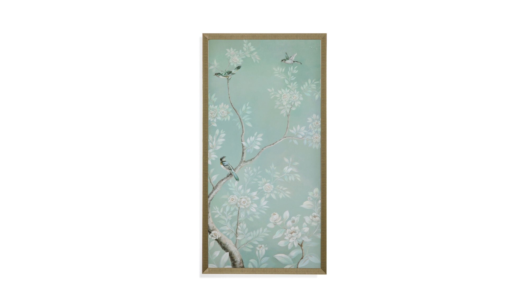 Birds And Flowers I Framed Print - Light Blue