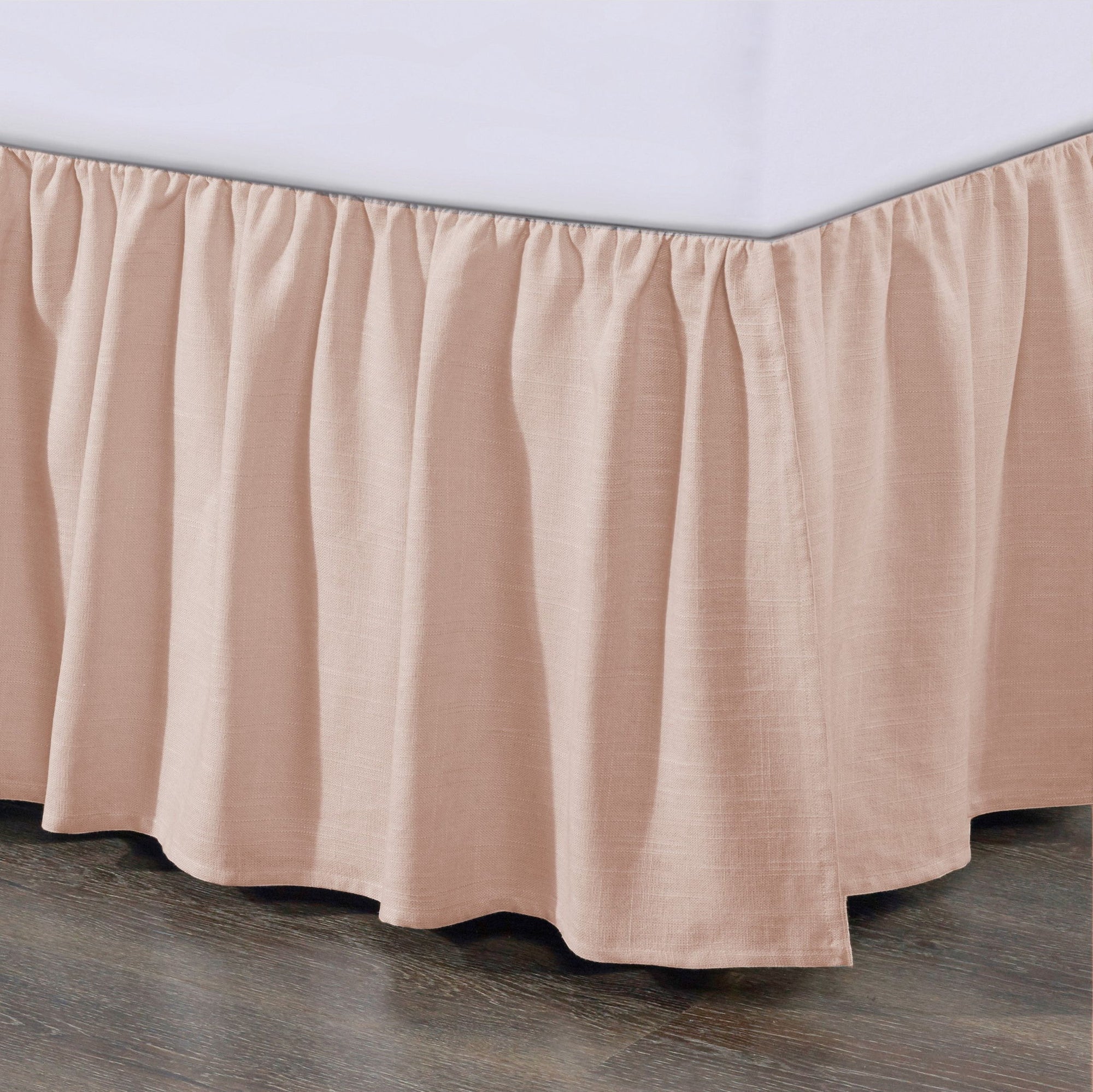 Lily - Queen Washed Linen Gathered Bed Skirt - Blush