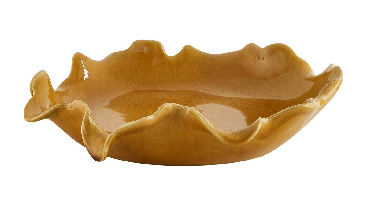 Golden Crest Ruffle - Indoor-Outdoor Bowl - Brown