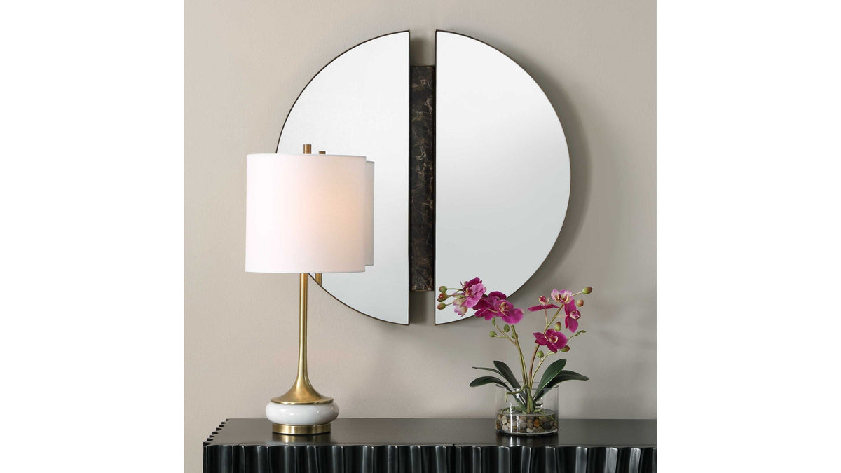 Hanover - Divided Round Mirror - Bronze / Brown