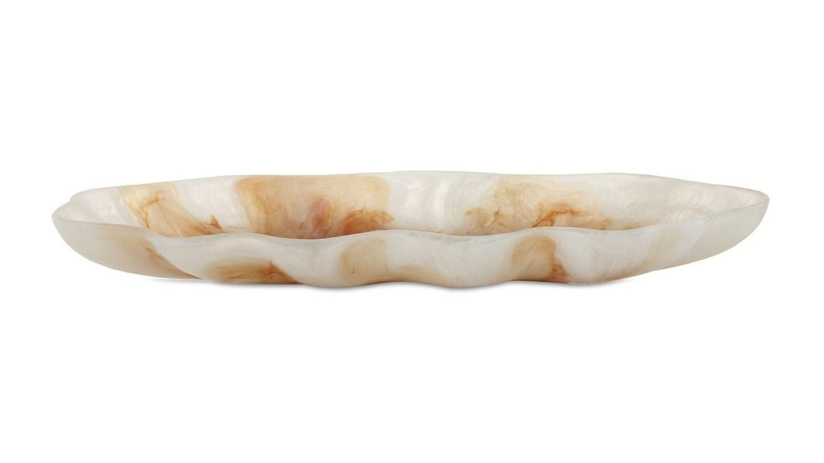 Organic Elegance - Wavy Oval Bowl - Brown / White