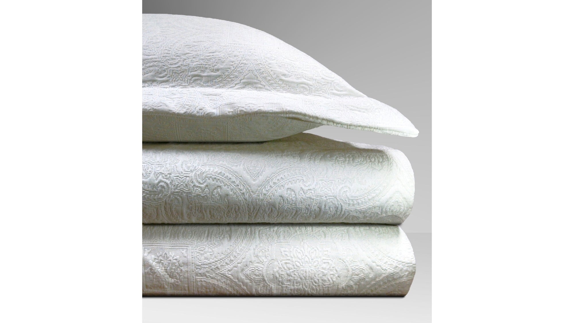 Matelasse - Queen Duvet Cover Set Set of 3 - Ivory
