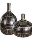 Graphite - Stride Geometric Vases (Set of 2) - Black