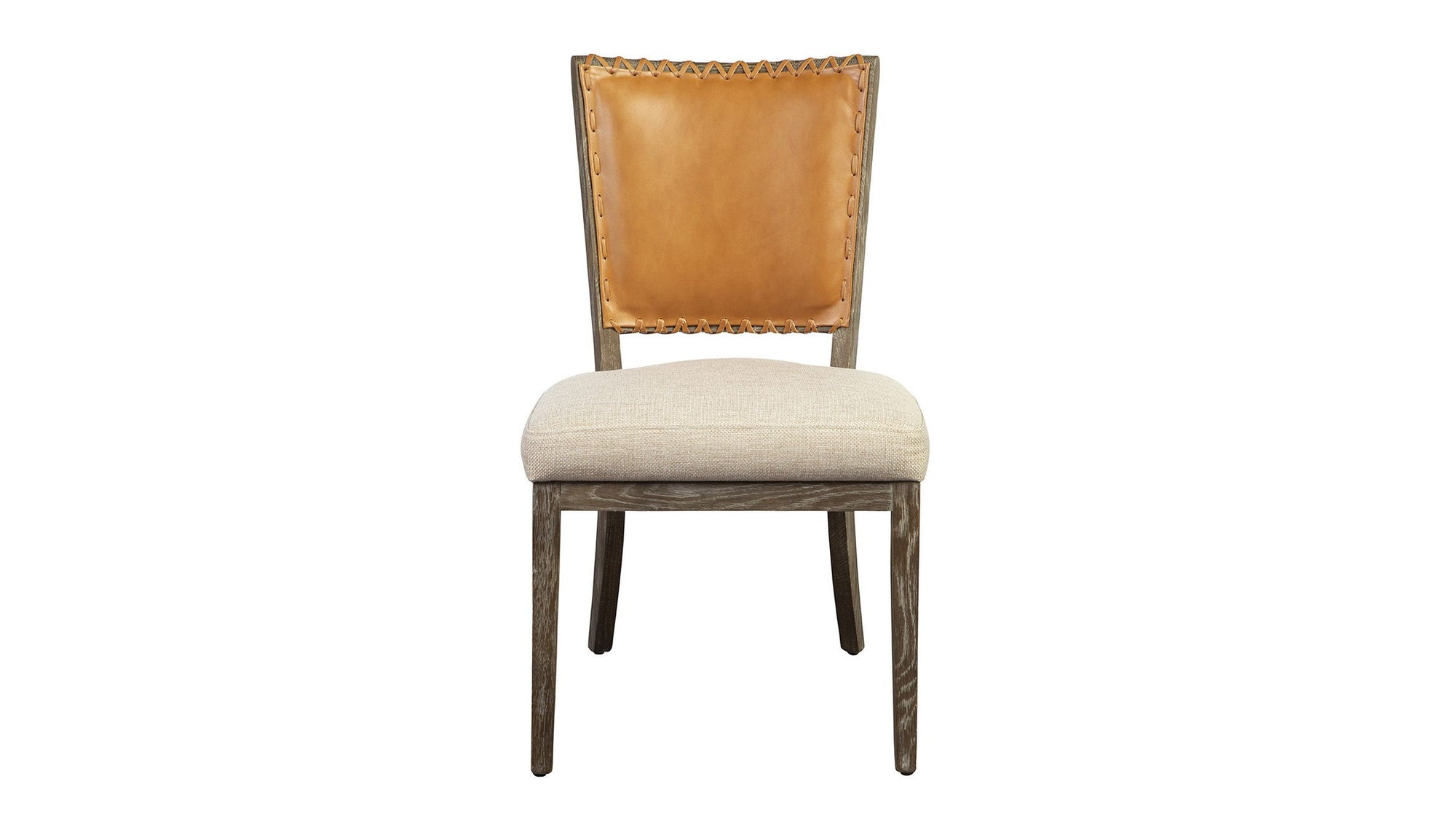 Lina - Chair - Leather And Linen Set of 2 - Light Brown