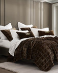 Stella - King Faux Silk Velvet Double Box Stitch Quilt Set (Set of 3) - Green Ochre