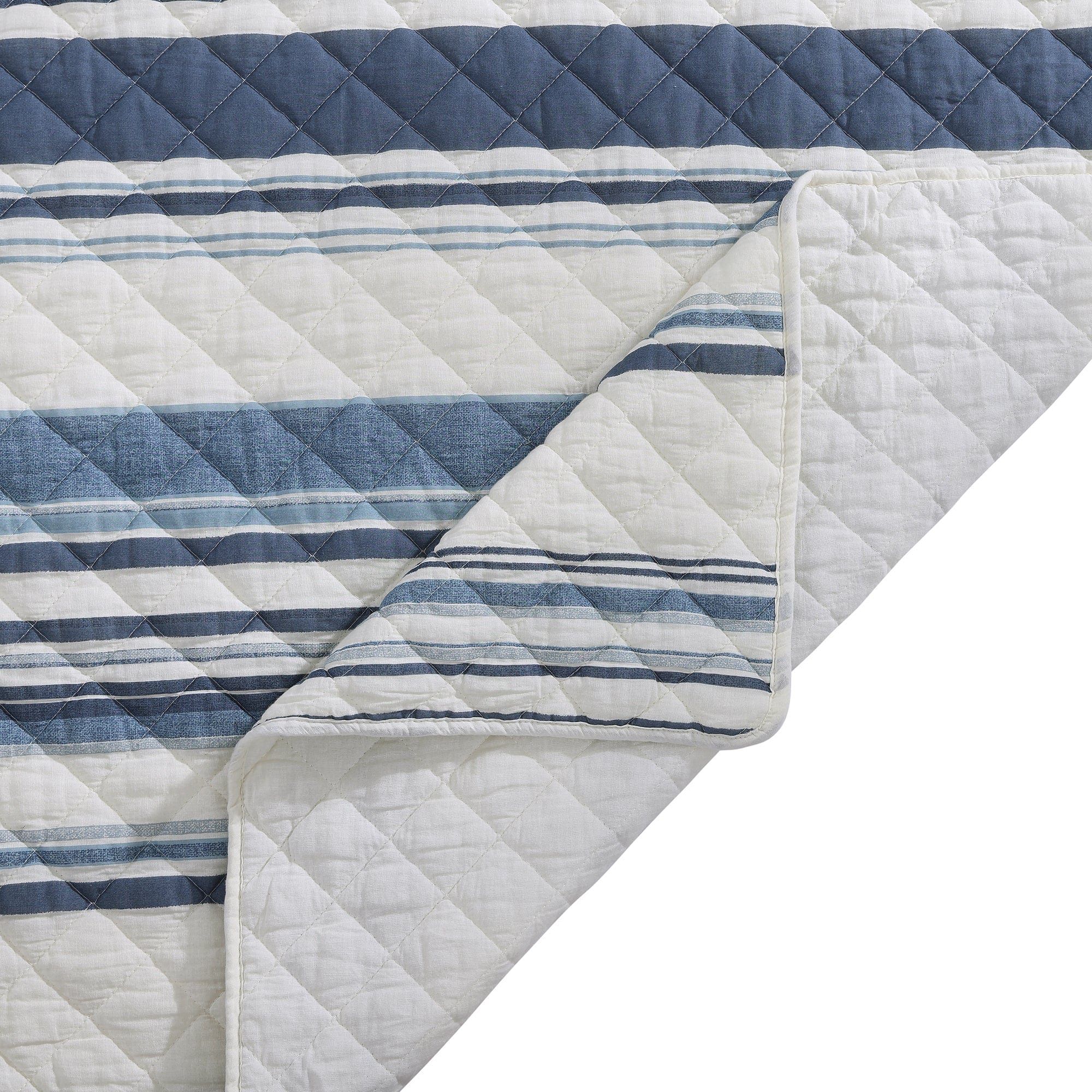 Mystic Stripe - Full/Queen Cotton Gauze Quilt Set (Set of 3) - Navy