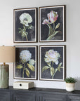 Florals On Black - Framed Prints (Set of 4) - Black