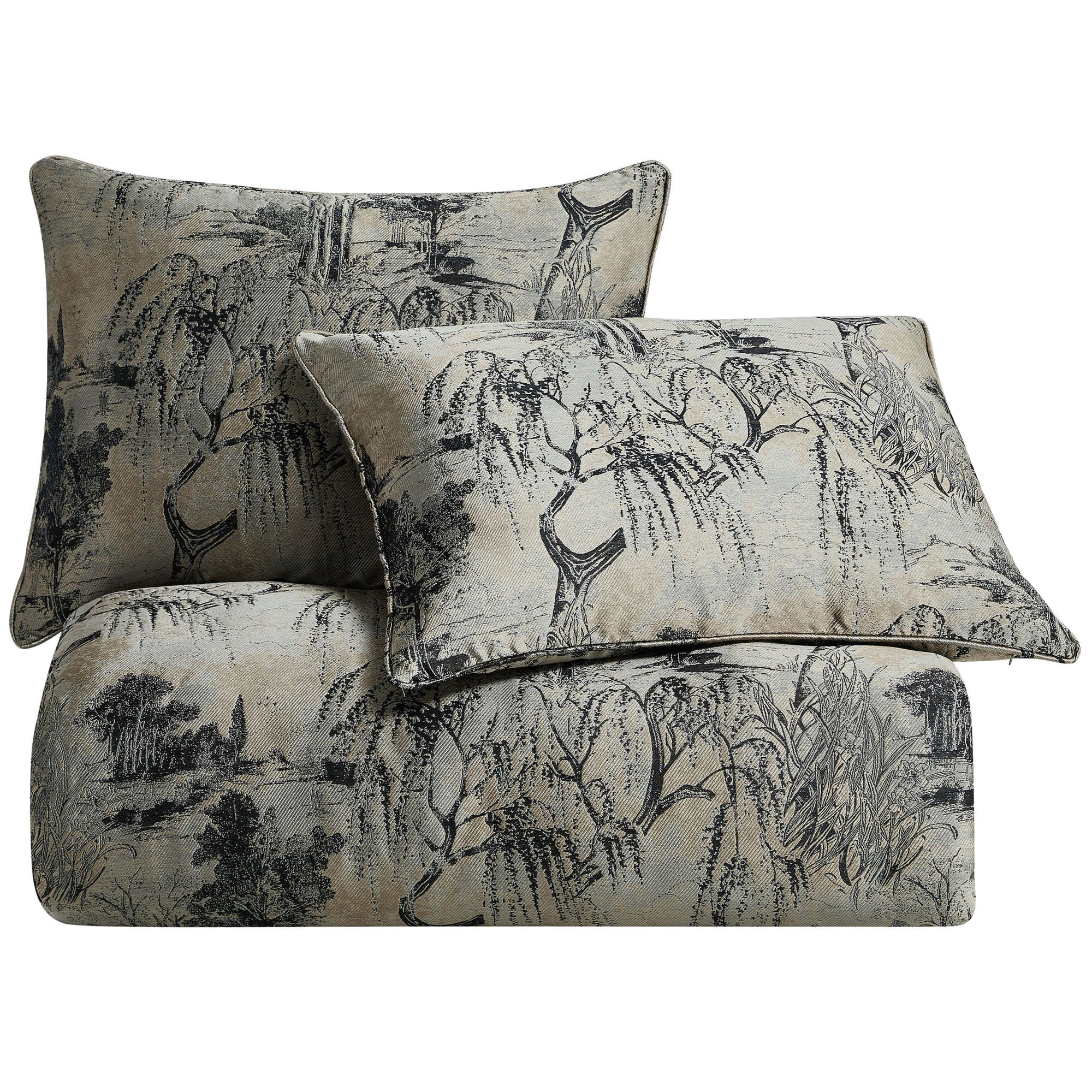 Pastoral Jacquard - Queen Comforter Set (Set of 3) - Champagne