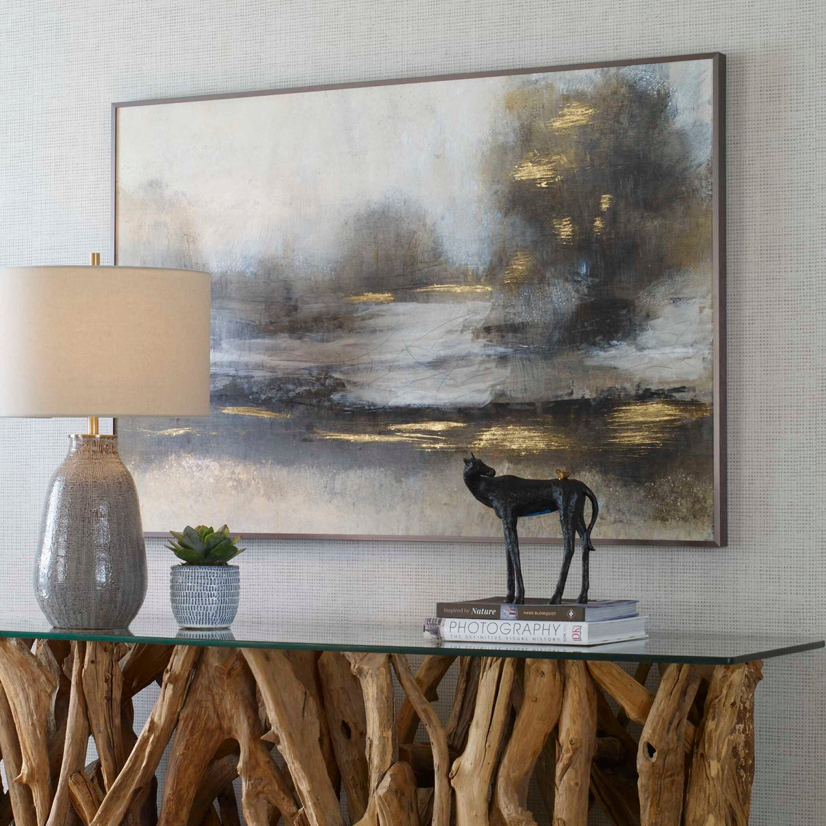 Gilt - Misty Landscape Framed Print - Silver