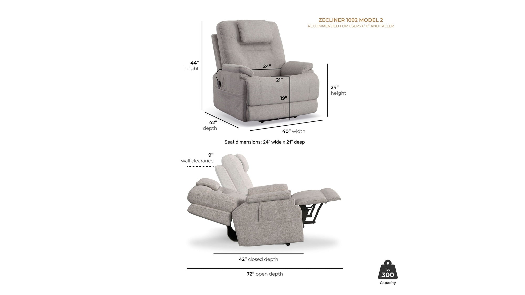 Zecliner Model 2 - Power Sleep Chair