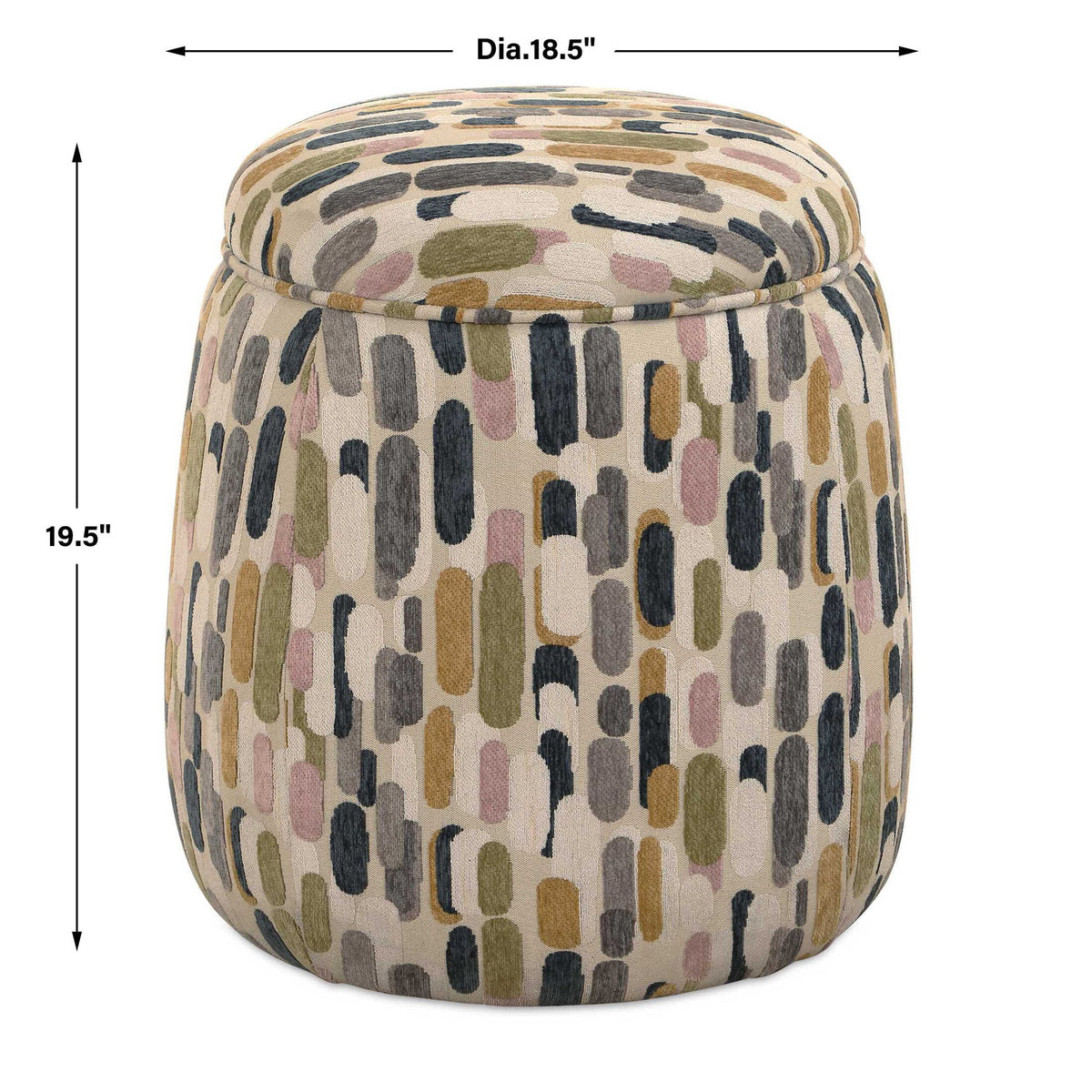 Arem - Upholstered Multi-Color Ottoman - Gray / Pink / White / Yellow