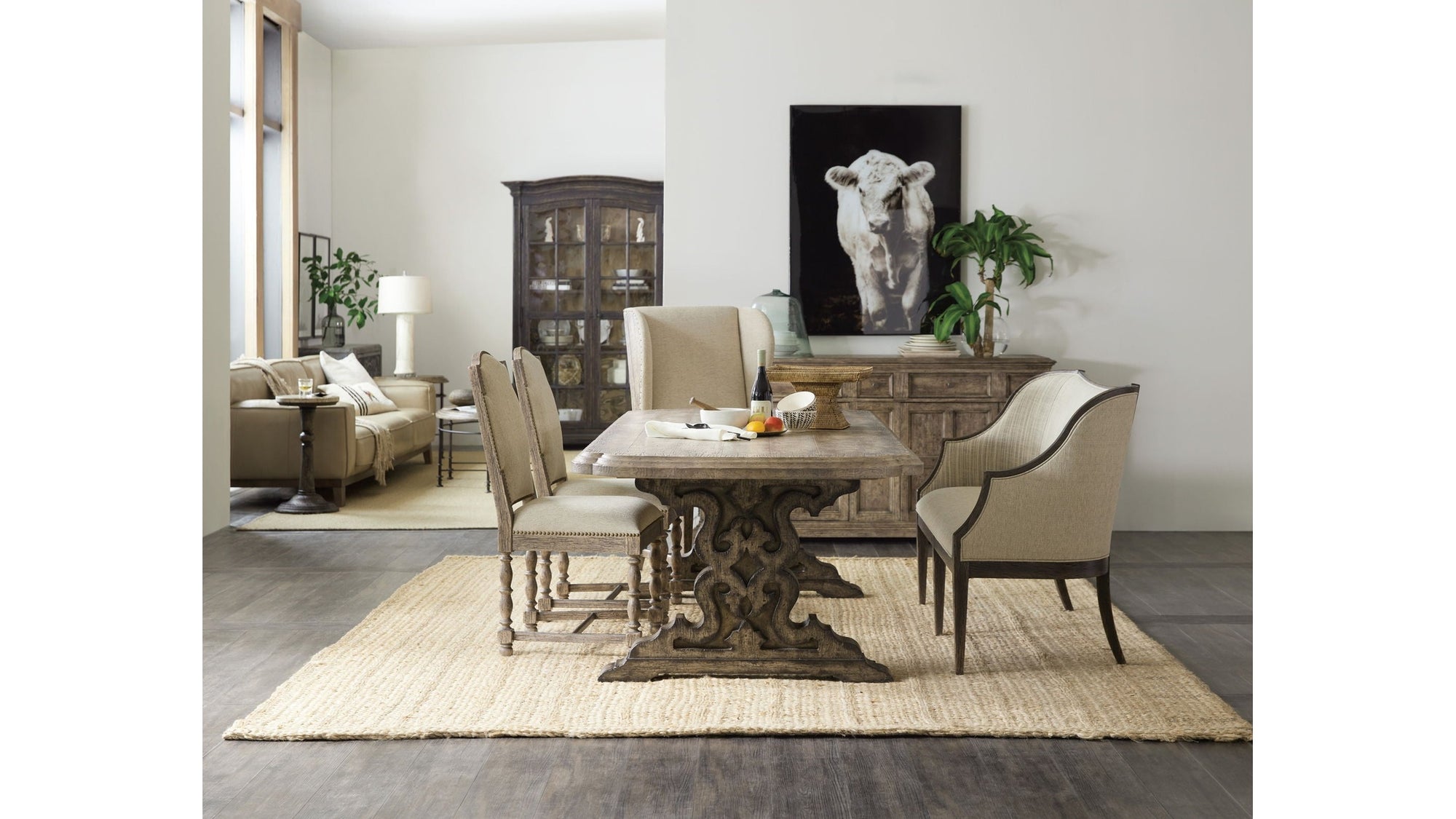 La Grange - Le Vieux 86" Double Pedestal Table With 2-18" Leaves - Light Brown