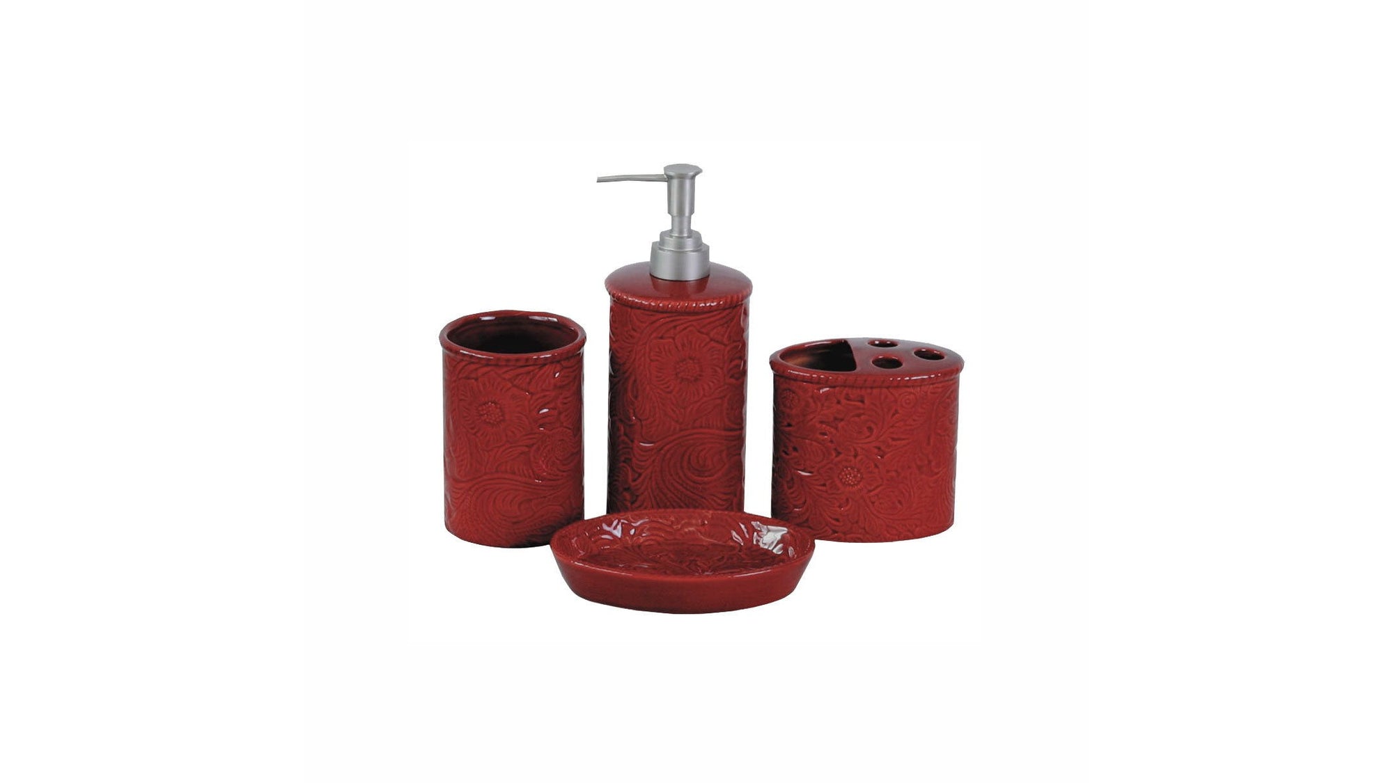 Savannah - Ceramic Countertop Bathroom Set Set of 4 , 4 Per Carton - Red