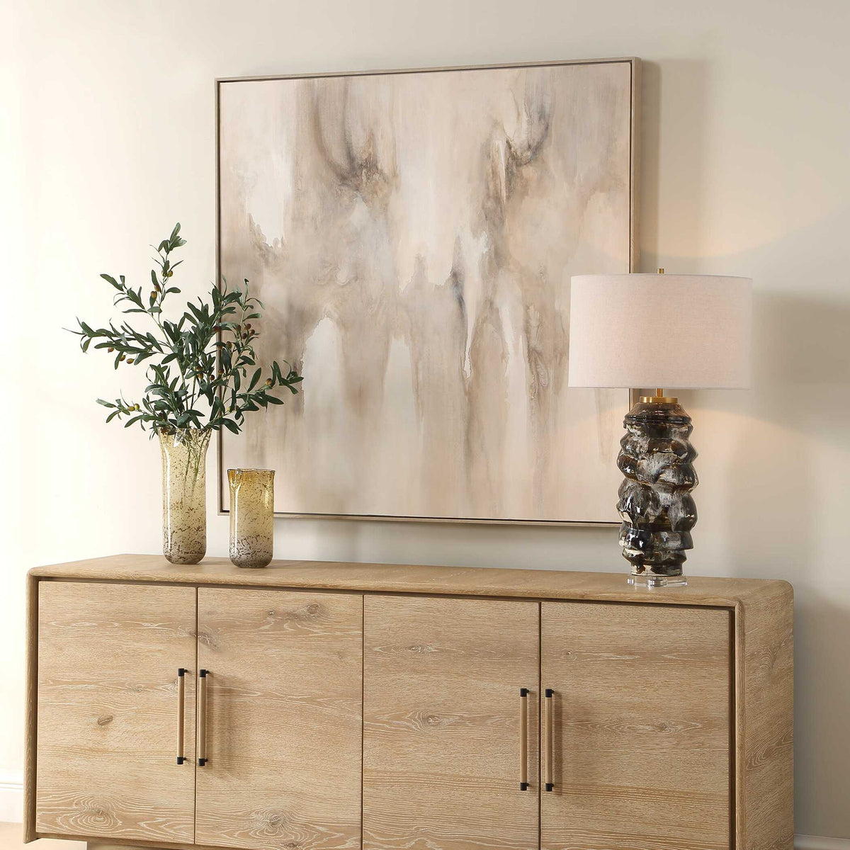 Embark - Hand Painted Abstract Canvas - Black / Brown / Gray / Woodtone