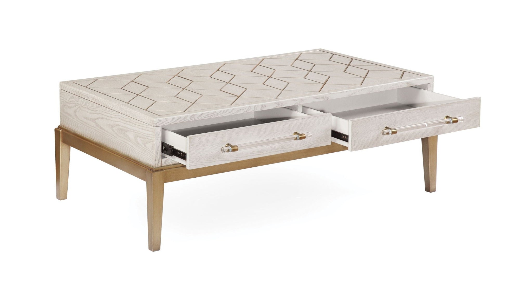 Perrine - Rectangle Cocktail Table - White / Gold