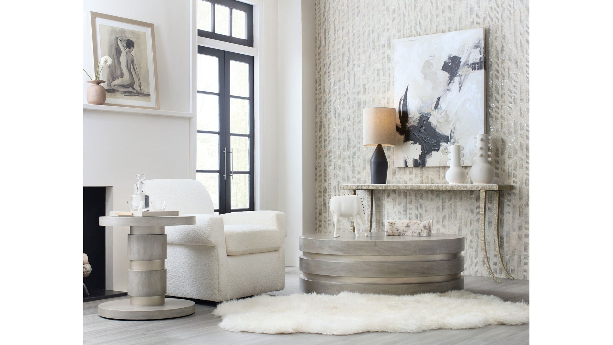 Melange - Guilded Accent Table - Pearl Silver