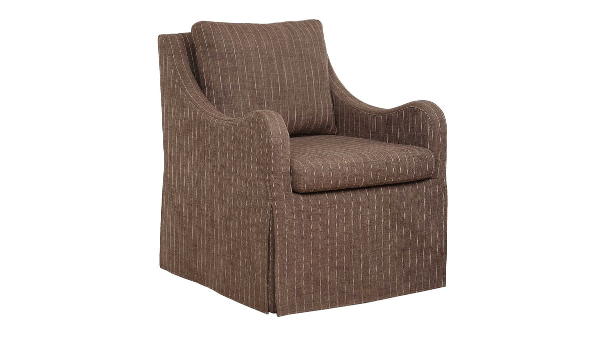 Luisa - Pinstripe Swivel Chair - Brown
