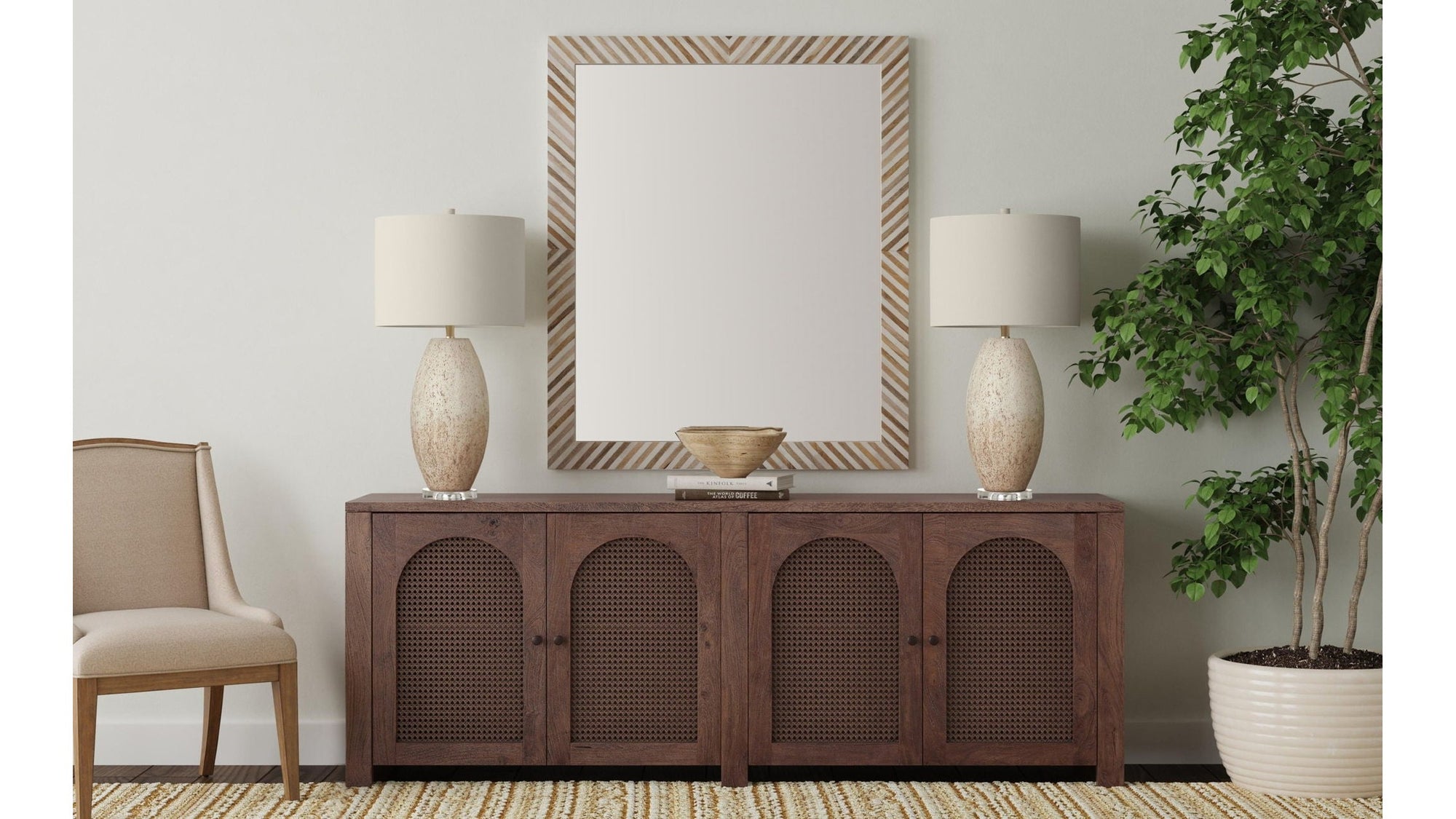 Karl - Wall Mirror - Natural / Cream