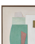 Layered Geometry Framed Canvas - Green