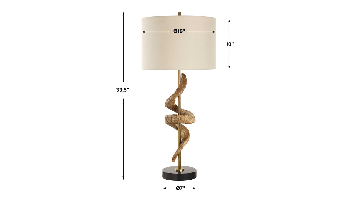 Rams - Horn Table Lamp - Light Brown