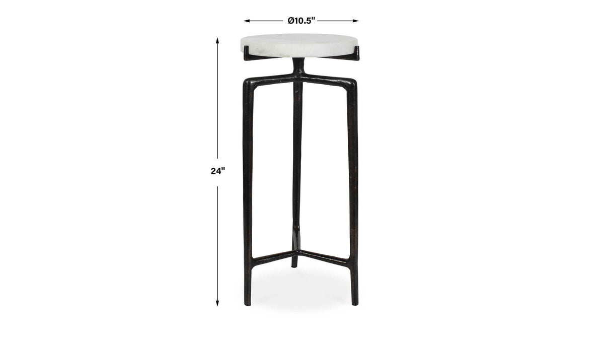 Tobias - Marble Slab Drink Table - Bronze / White