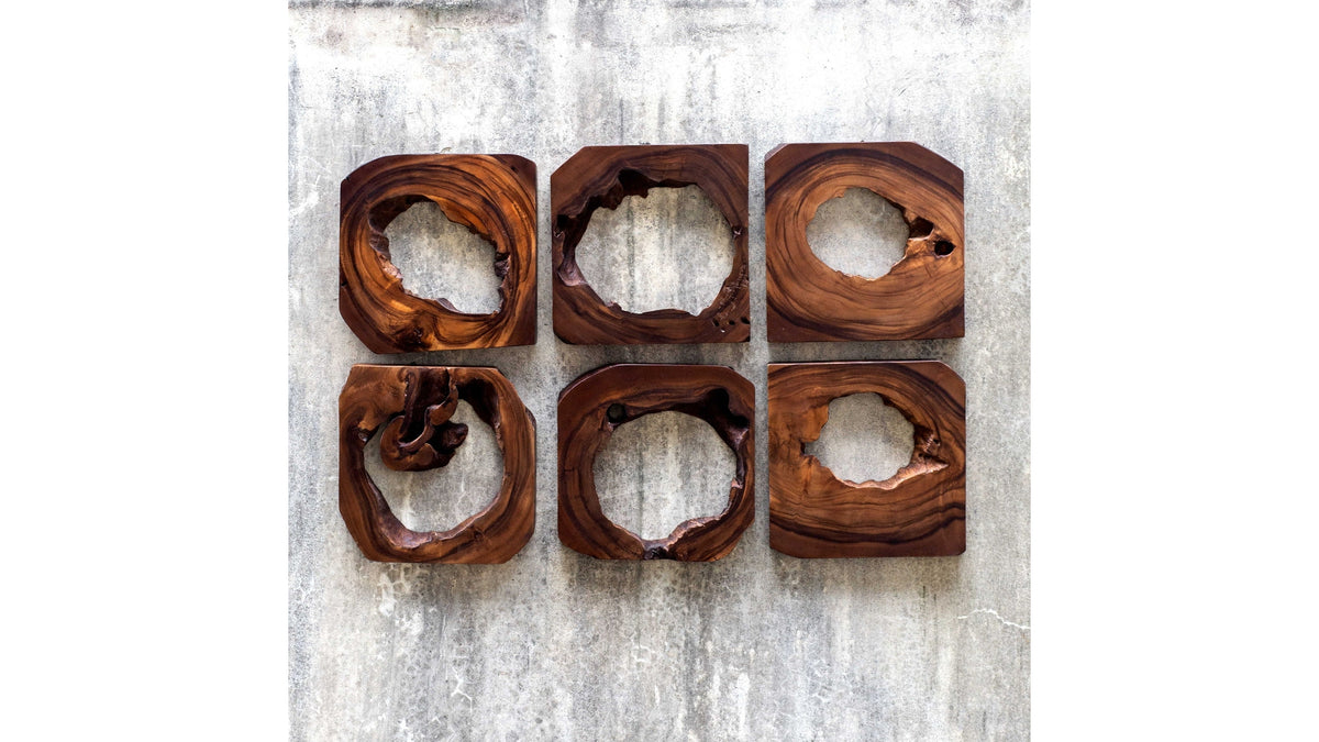Adlai - Wood Wall Art Set of 6 - Dark Brown