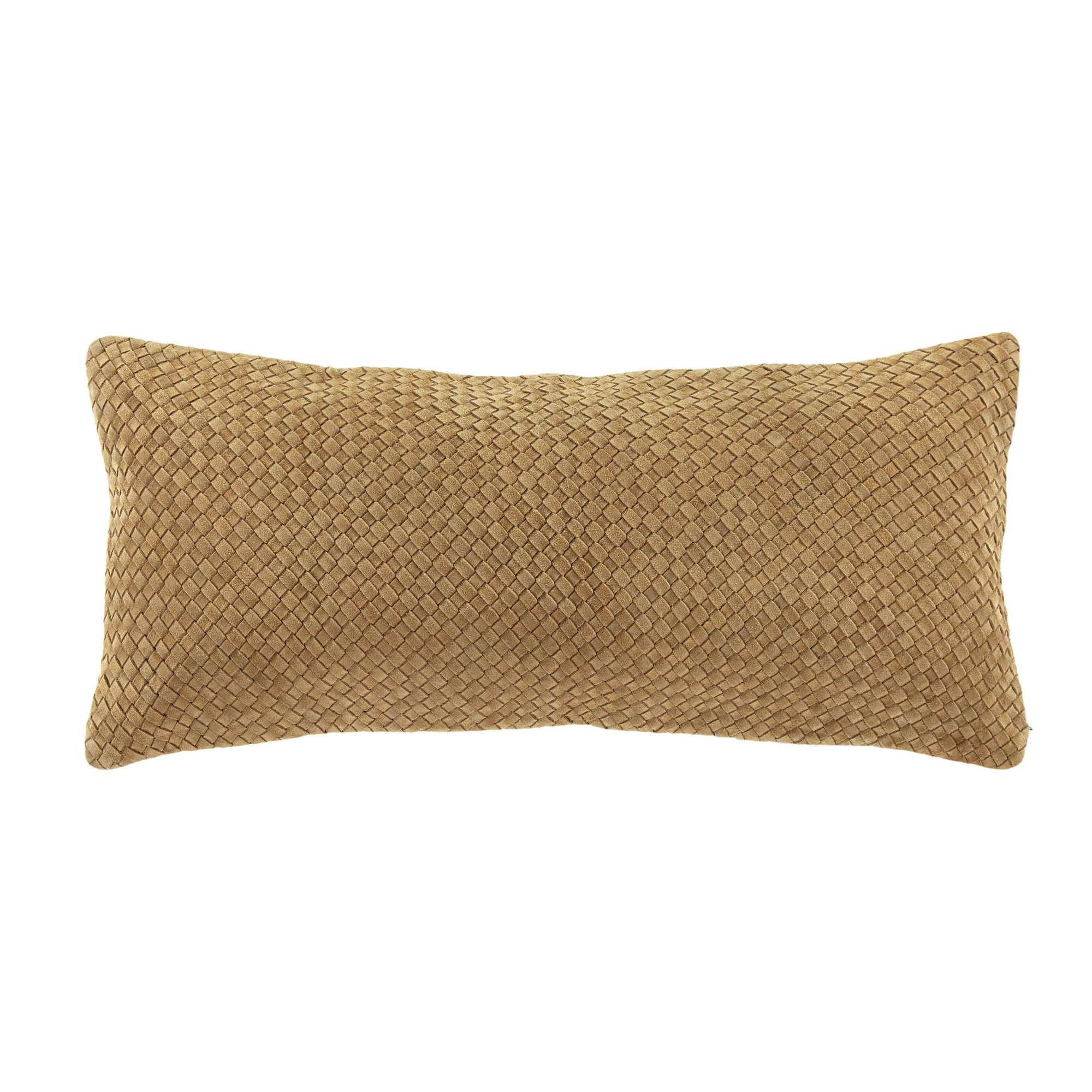 Genuine Leather - Woven Suede Lumbar Pillow - Butterscotch