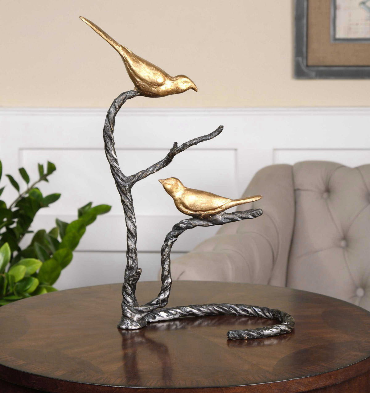 Birds On A Limb - Sculpture - Black &amp; Gold