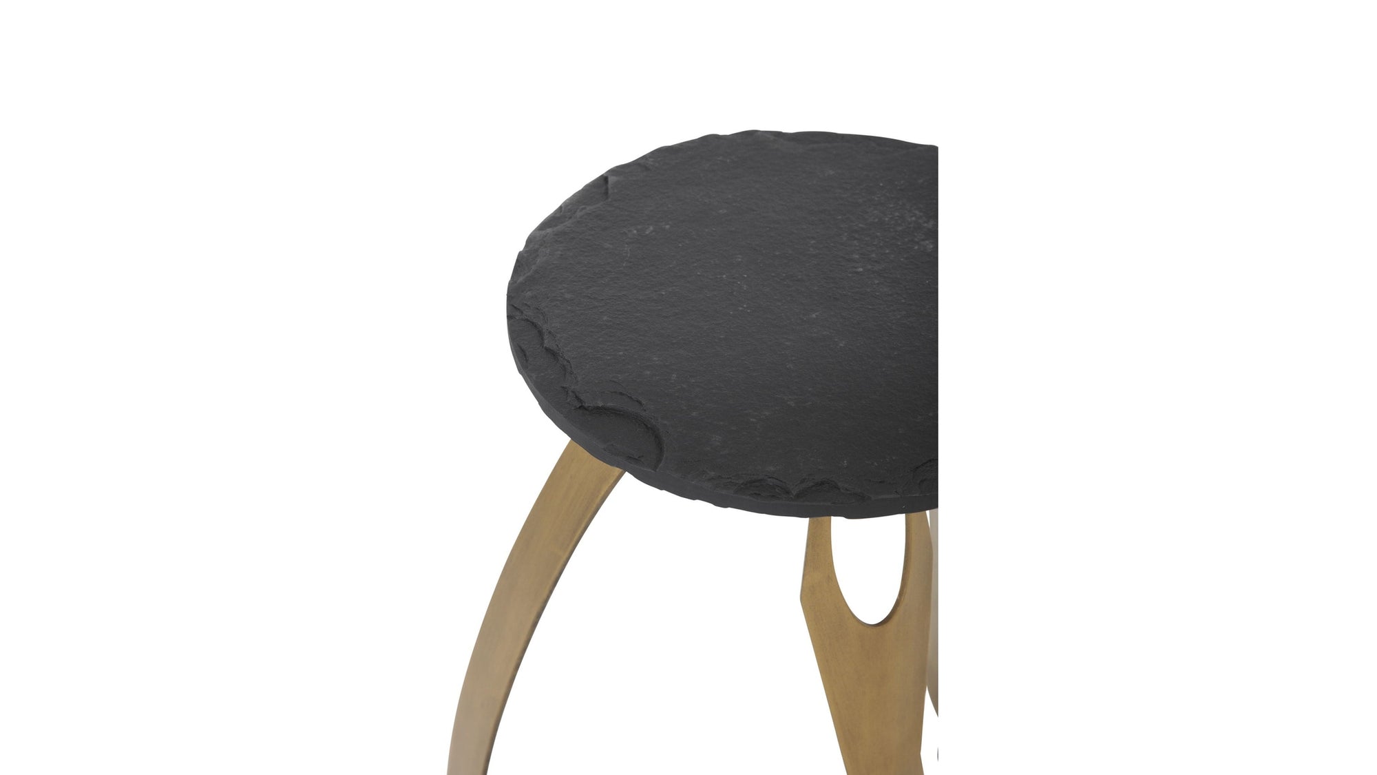 Vaughan - Accent Table - Antique Brass / Black Slate