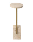 Feranno - Travertine Accent Table - Brass