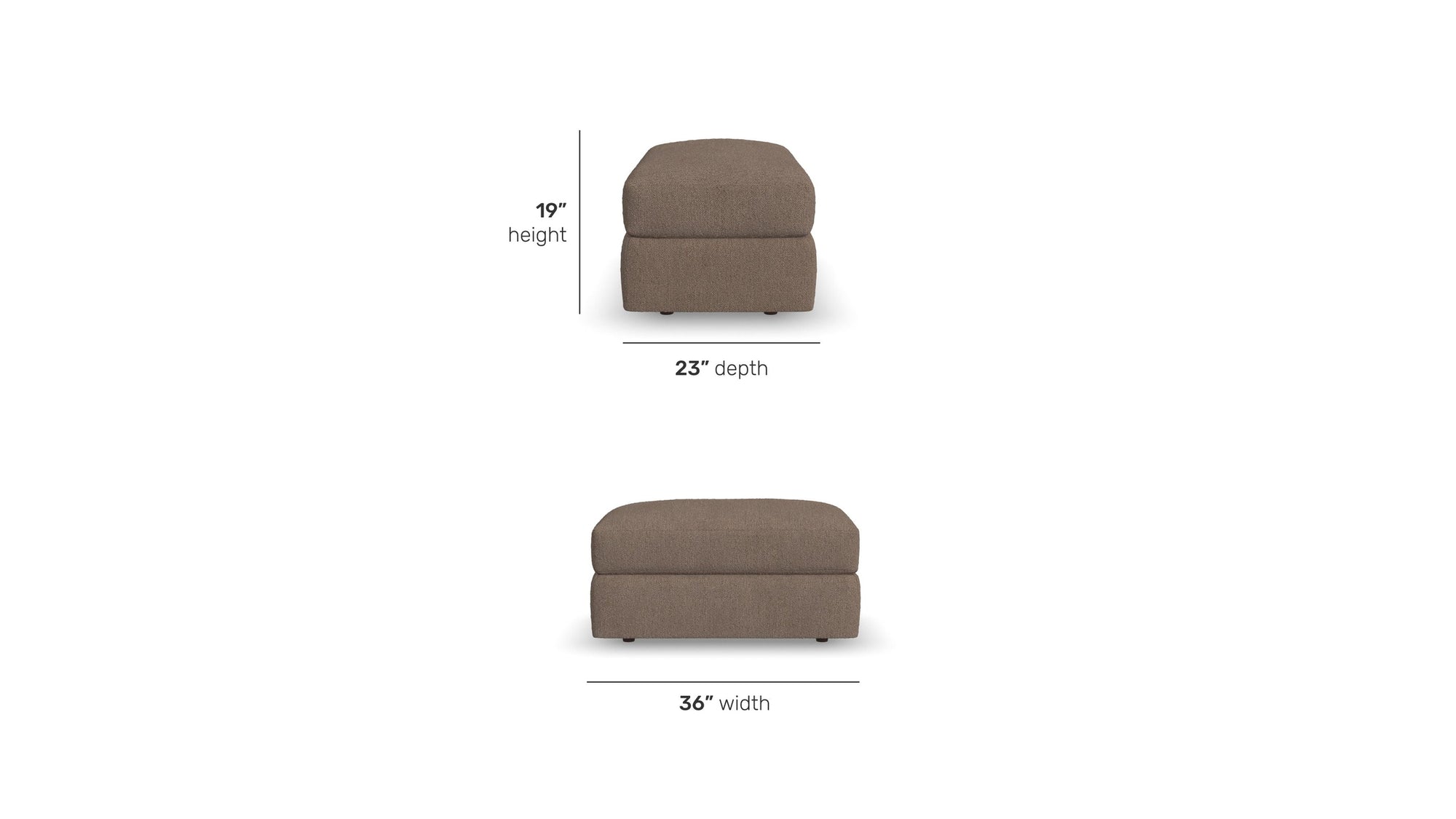 Chevy - Fabric Ottoman Pouf - Brown
