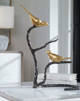Birds On A Limb - Sculpture - Black & Gold