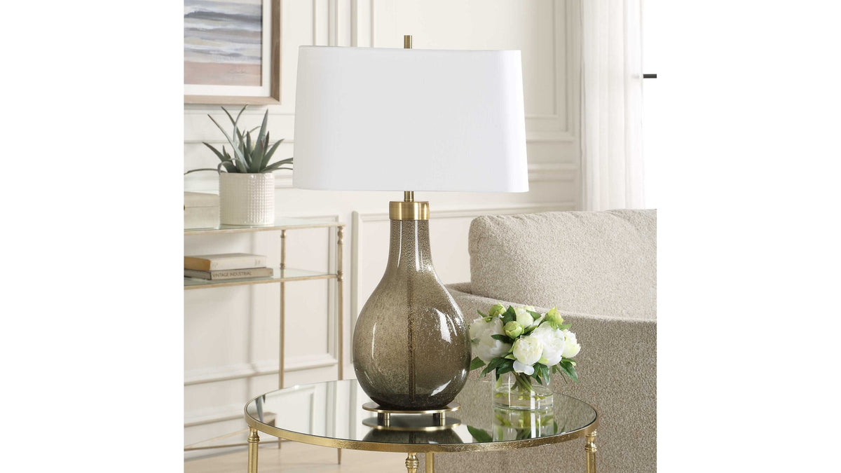Shyla - Dark Glass Table Lamp - White