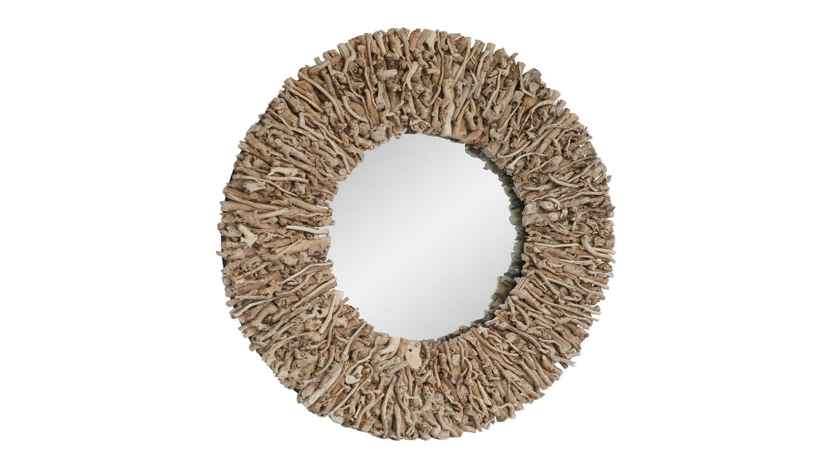 Rossetti - Round Interwoven Wood Mirror - Woodtone