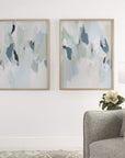 Seabreeze - Abstract Framed Canvas Prints (Set of 2) - Light Blue