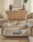 Maeva - Modern Glass Coffee Table - Woodtone