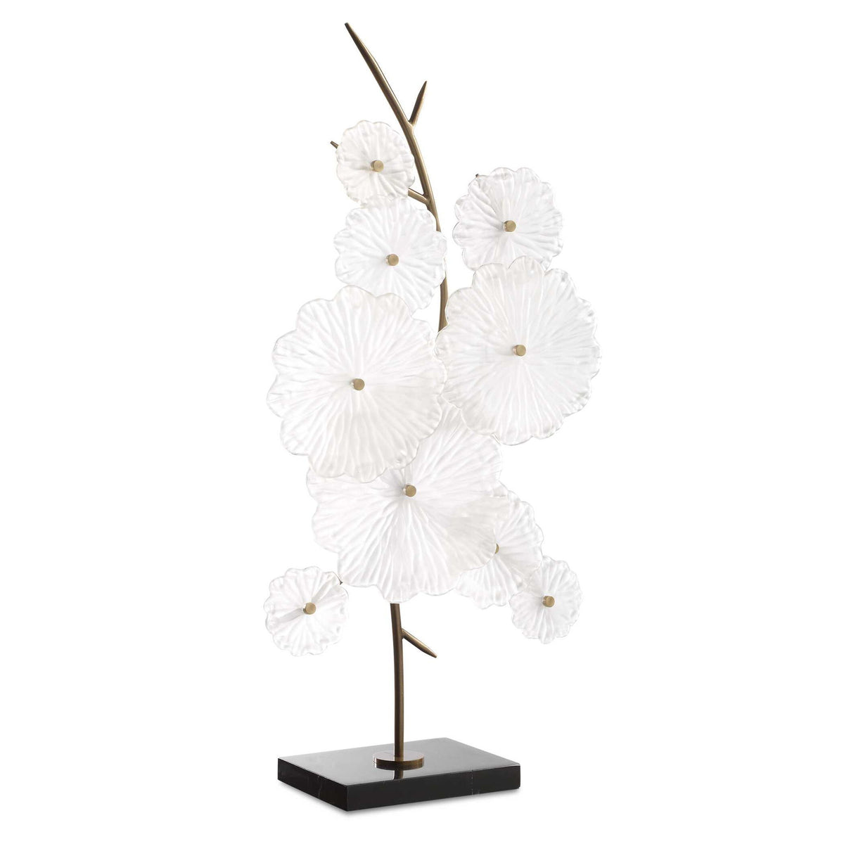 Glass - Garden Table Sculpture - Gold / White