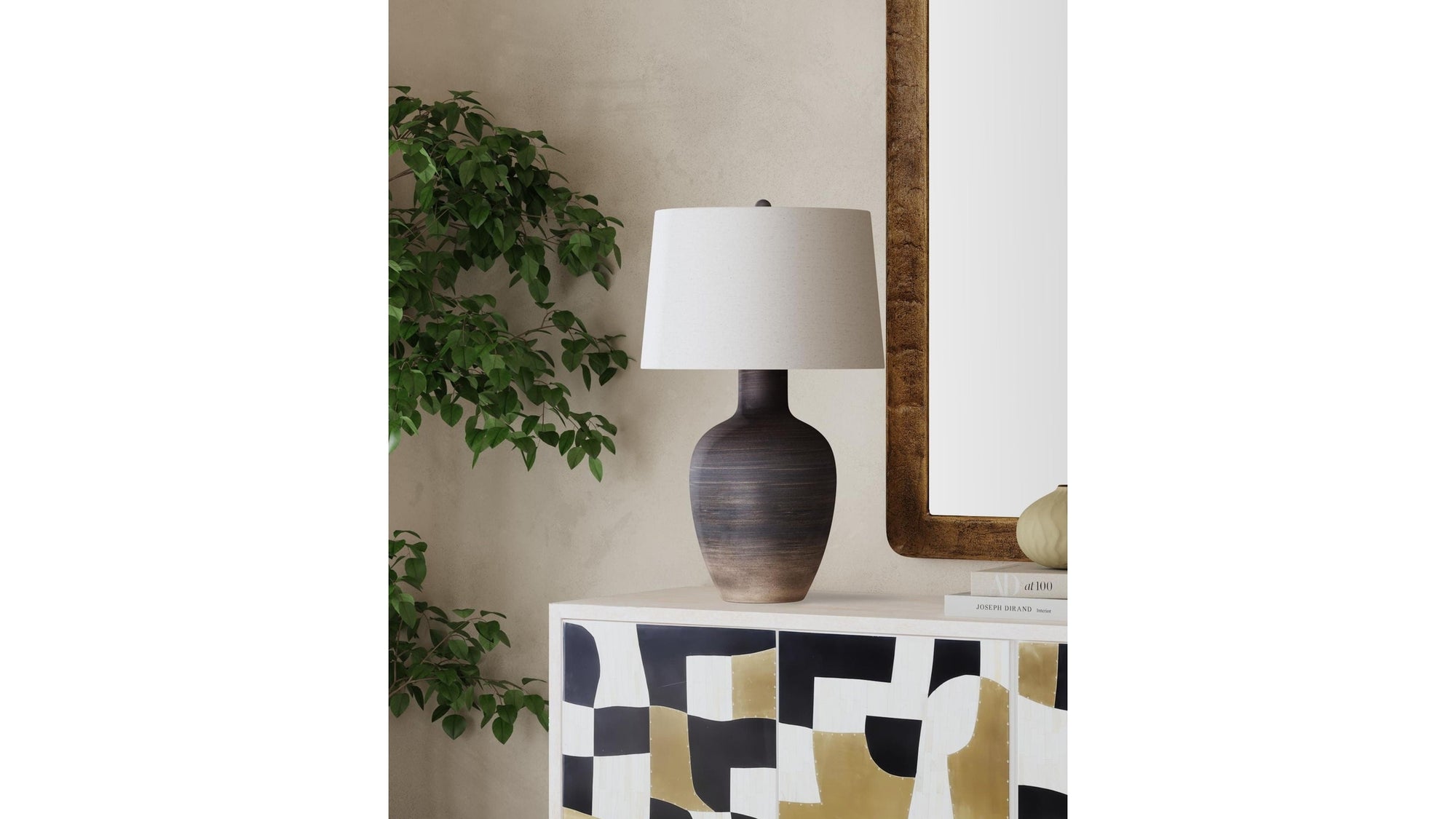 Volga - Table Lamp - Dark Gray / Beige